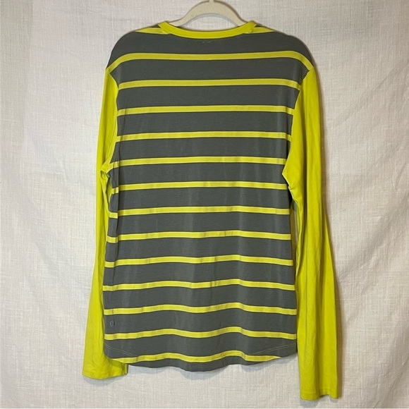Lululemon In Your Element Neon Green Yellow Gray Stripe Long Sleeve Shir… - Picture 4 of 7